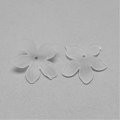 5-Petal Transparent Acrylic Bead Caps FACR-S015-SB518-1