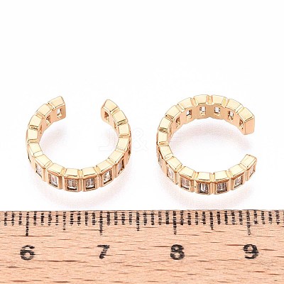 Brass Micro Pave Clear Cubic Zirconia Cuff Earrings EJEW-T047-58G-1