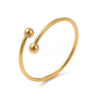 Ion Plating(IP) 304 Stainless Steel Wire Wrapped Open Cuff Ring for Women RJEW-E066-12G-1