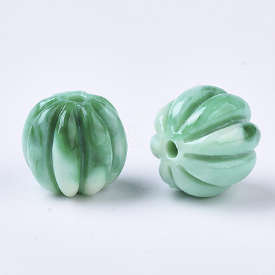 Synthetic Coral Corrugated Melon Beads CORA-R017-27-B02-1