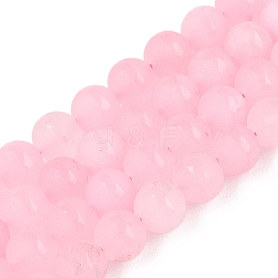 Frosted Natural White Jade Beads Strands G-T138-8mm-209E-1