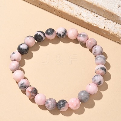 Natural Zebra Jasper Bead Stretch Bracelets X-BJEW-K212-B-035-1