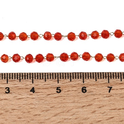 304 Stainless Steel with Glass Faceted Rondelle Bead Handmade Link Chain Birth Stone Necklaces for Women NJEW-G195-01G-02-1