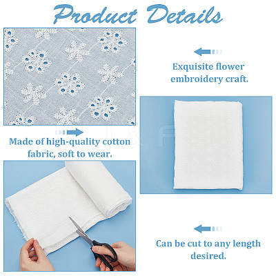 Cotton Embroidered Lace Fabric OCOR-WH0091-29-1
