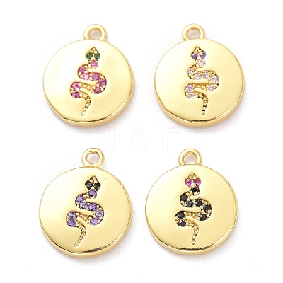 Brass Micro Pave Cubic Zirconia Pendants ZIRC-P085-33G-1