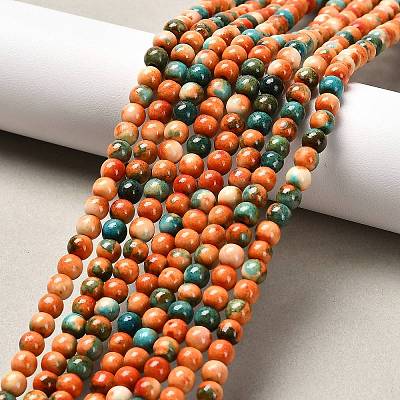 Synthetic Ocean White Jade Round Bead Strands G-M165-4mm-04-1