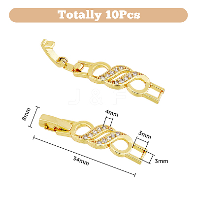 10Pcs 2 Colors Rack Plating Brass Micro Pave Clear Cubic Zirconia Watch Band Clasps ZIRC-DC0001-08-1
