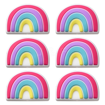 6Pcs Food Grade Eco-Friendly Silicone Focal Beads SIL-YW0001-04E-1