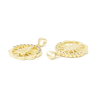 Rack Plating Brass Micro Pave Cubic Zirconia Pendants KK-E278-12G-1