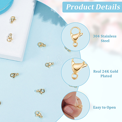 100Pcs 304 Stainless Steel Lobster Claw Clasps STAS-BBC0009-39A-G-1