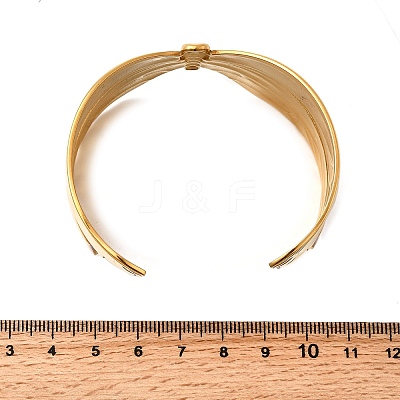 304 Stainless Steel Cuff Bangles for Women BJEW-F509-02B-G-1