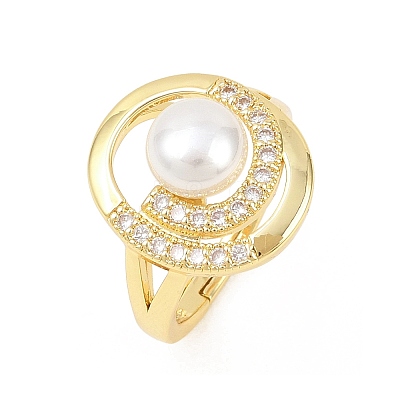 Brass Micro Pave Cubic Zirconia Finger Rings for Women RJEW-D340-02G-05-1