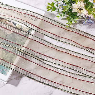 Polyester Stripe Pattern Ribbons OCOR-WH0060-43-1