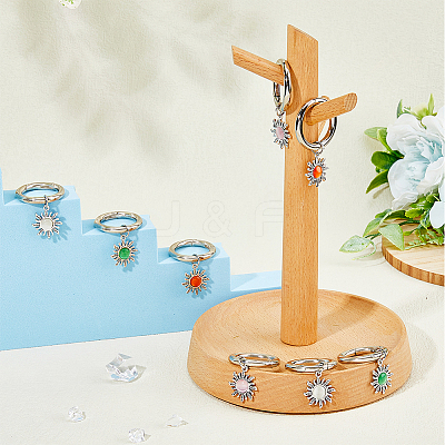 Alloy with Cat Eye Sun Pendants HJEW-AB00224-1
