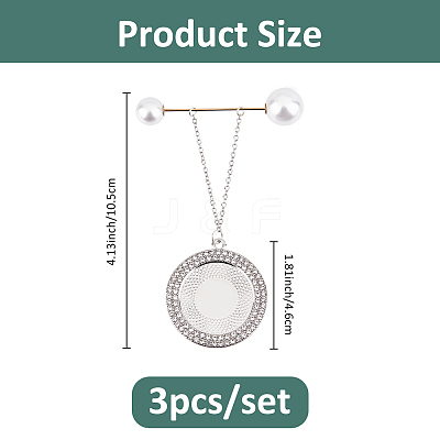 3Pcs Flat Round Pendants Alloy Brooches JEWB-FH00009-1