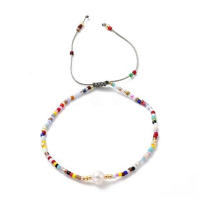 Adjustable Nylon Cord Braided Bead Bracelets BJEW-P256-B14-1