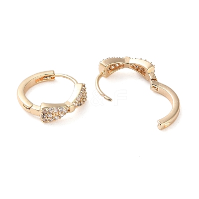 Brass Micro Pave Clear Cubic Zirconia Hoop Earrings LS-EJEW-S234-03G-1