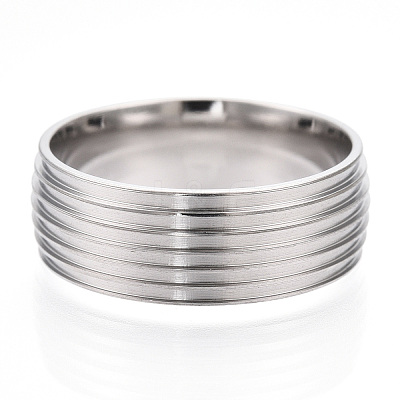 201 Stainless Steel Grooved Finger Ring Settings STAS-WH0047-05S-1