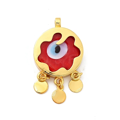 Rack Plating Handmade Evil Eye Lampwork Pendants KK-F838-01-G-1