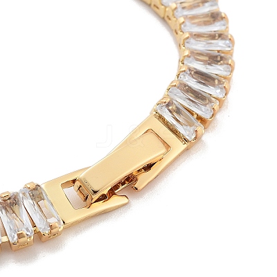 Brass Pave Clear Cubic Zirconia Rectangle Link Bracelets BJEW-B094-11B-G-1