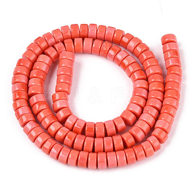 Opaque Solid Color Glass Beads Strands GLAA-N026-3x6mm-05-1