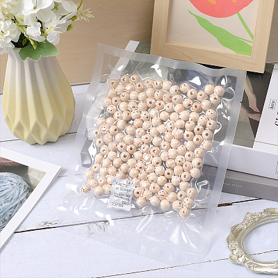 150Pcs 3 Styles Printed Wood Beads WOOD-GF0001-98-1