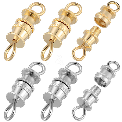 50Pcs 2 Colors Brass Screw Clasps KK-BBC0018-52-1