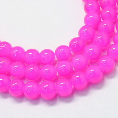 Baking Paint Imitation Jade Glass Round Bead Strands X-DGLA-Q021-6mm-28-1