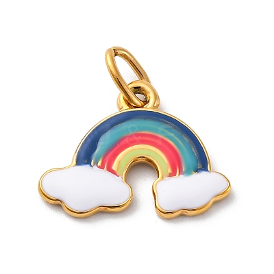 304 Stainless Steel Enamel Pendants STAS-I331-05G-01-1