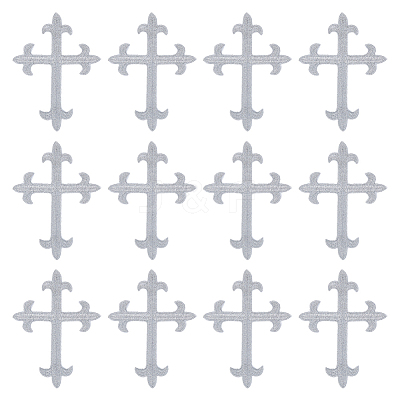 Cross Fleury Polyester Embroidery Iron on Applique Patch PATC-WH0005-44C-1