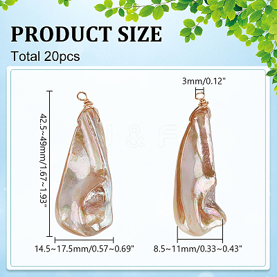 20Pcs Electroplated Natural Freshwater Shell Pendants PALLOY-WR00019-1