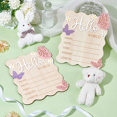 Rectangle MDF Baby Growth Commemorative Card AJEW-WH0752-074-1