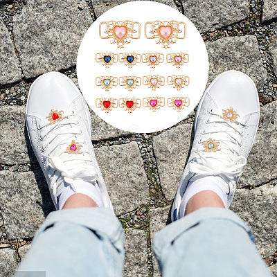 14Pcs 7 Colors Alloy Rhinestone Shoelace Charms FIND-GO0001-51-1