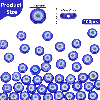 100Pcs Handmade Evil Eye Lampwork Beads LAMP-SP0001-03A-1