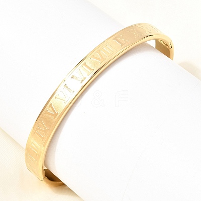 304 Stainless Steel Roman Numerals Hinged Cuff Bangles for Women SA-CBAC920-12G-1