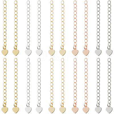 50Pcs 5 Colors Rack Plating Brass Chain Extender FIND-BBC0004-80-1