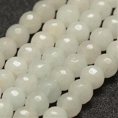 Faceted Natural White Jade Beads Strands G-F448-6mm-1