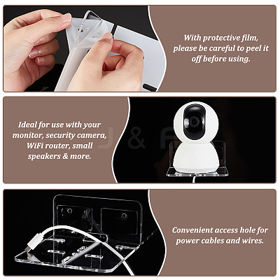 Acrylic Wall-Mounted Adhesive Camera Display Shelf with Iron Screw ODIS-WH0002-86B-1