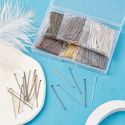 600Pcs 6 Colors Iron Flat Head Pins IFIN-YW0001-97-1