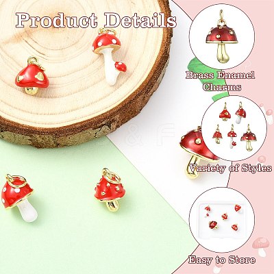 5Pcs 5 Styles Brass Enamel Charms KK-CJ0003-93-1