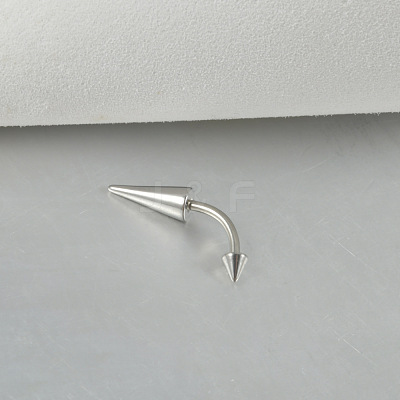 Cone 304 Stainless Steel Eyebrow Curved Barbell Rings with Spikes End WG9938B-01-1