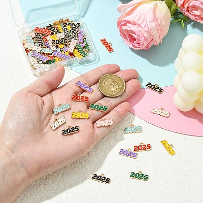 80Pcs 8 Colors Alloy Enamel Pendants ENAM-CJ0006-86-1