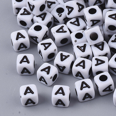 White Opaque Acrylic Beads MACR-R869-02A-1