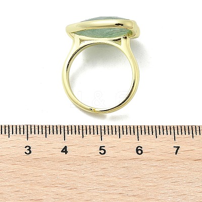 Heart Brass Natural Green Strawberry Quartz Finger Rings RJEW-D304-01G-C-1