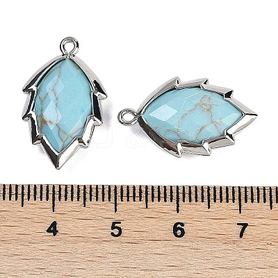 Synthetic Turquoise Faceted Leaf Pendants G-I375-04P-06-1