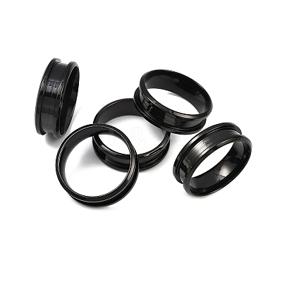 201 Stainless Steel Grooved Finger Ring Settings STAS-TAC0001-10E-B-1
