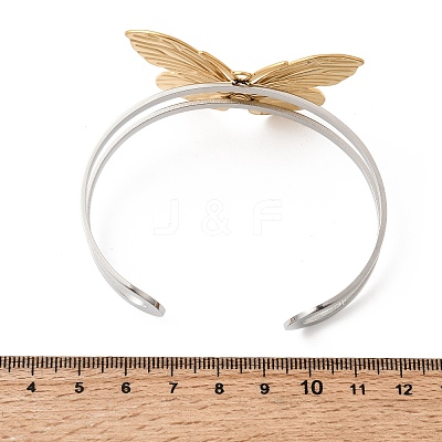 Two-Tone 304 Stainless Steel Cuff Bangles for Women BJEW-Z170-01GP-03-1