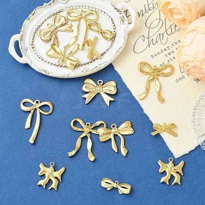14Pcs 7 Styles Rack Plating Brass Pendants KK-TA0002-89-1