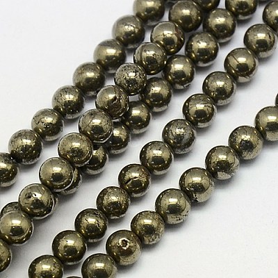 Natural Pyrite Beads Strands G-L031-5mm-01-1