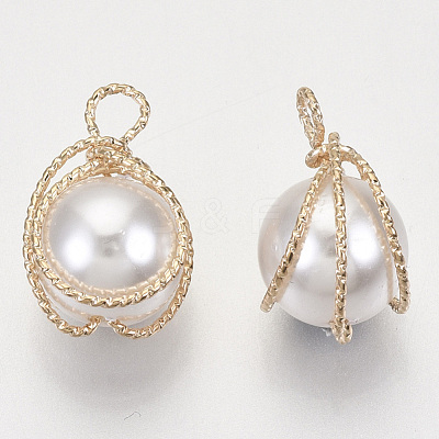 ABS Plastic Imitation Pearl Pendants KK-N235-020B-1